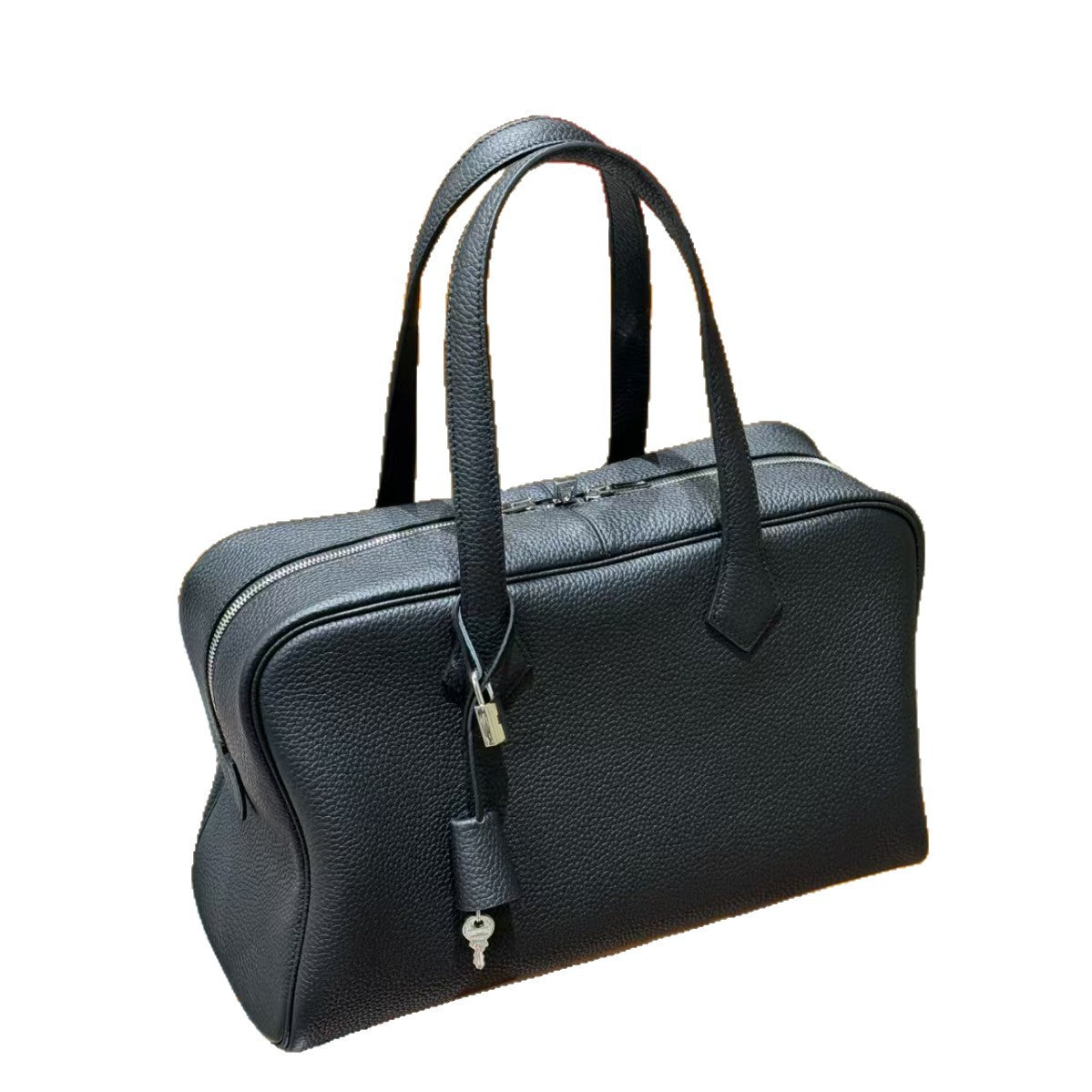 Genuine Top Layer TC Cowhide Victoria Boston Tote Bag for Women, Hermès-Style Commute Travel Handbag, Large Capacity Top Handle Storage Purse for Ladies