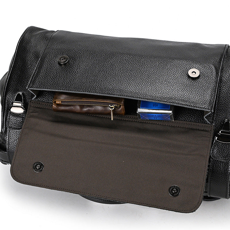 Vegetable-Tanned Leather Short Trip Business Duffle, Unisex Shoulder Crossbody Travel Bag, Trendy Top Handle Luggage for Men and Women