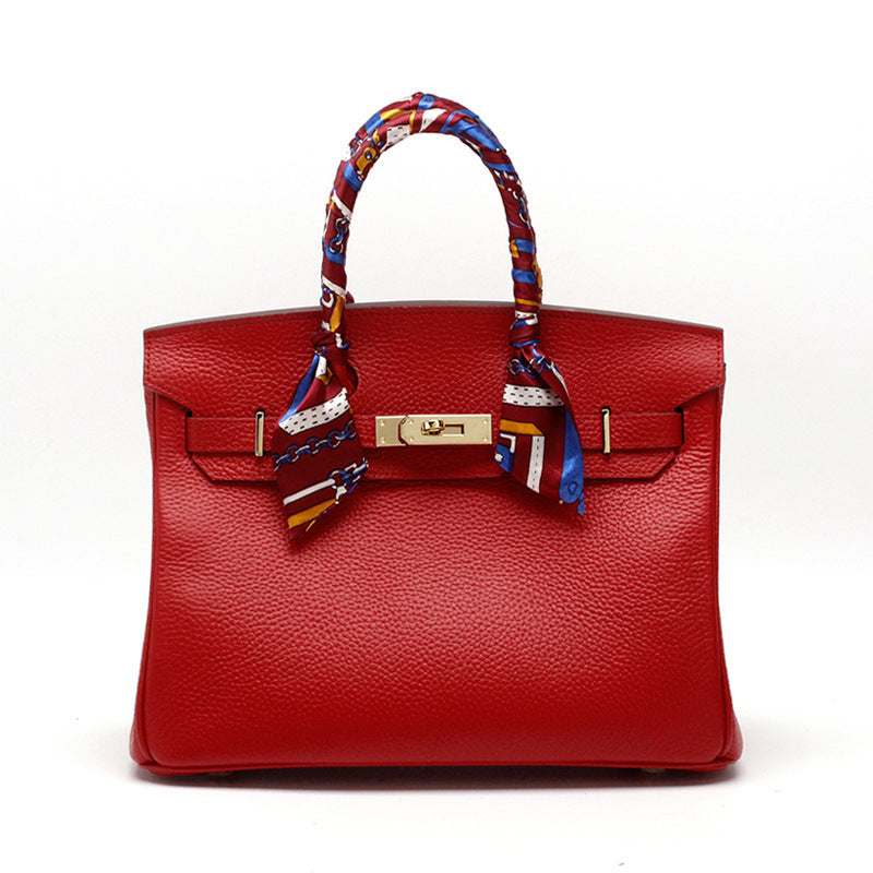 Premium Pebbled Leather Birkin-Inspired Tote Bag for Women, Genuine Leather Shoulder Crossbody Top-Handle Handbag with Spacious Design, Everyday Purse