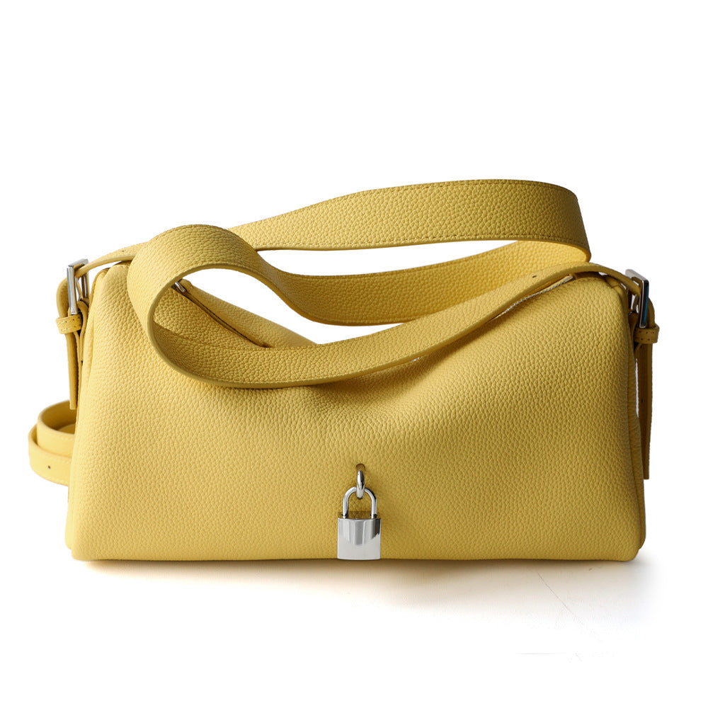 Soft Leather Pillow Box Bag for Women Minimalist Commuter Shoulder Crossbody Handbag, Niche Textured Purse with Versatile Everyday Style
