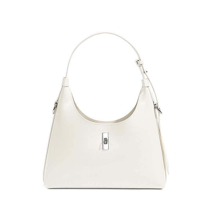 New Vintage Baguette Underarm Tote in Genuine Cowhide, Premium Shoulder Crossbody Top Handle Purse, Versatile Handbag for Women
