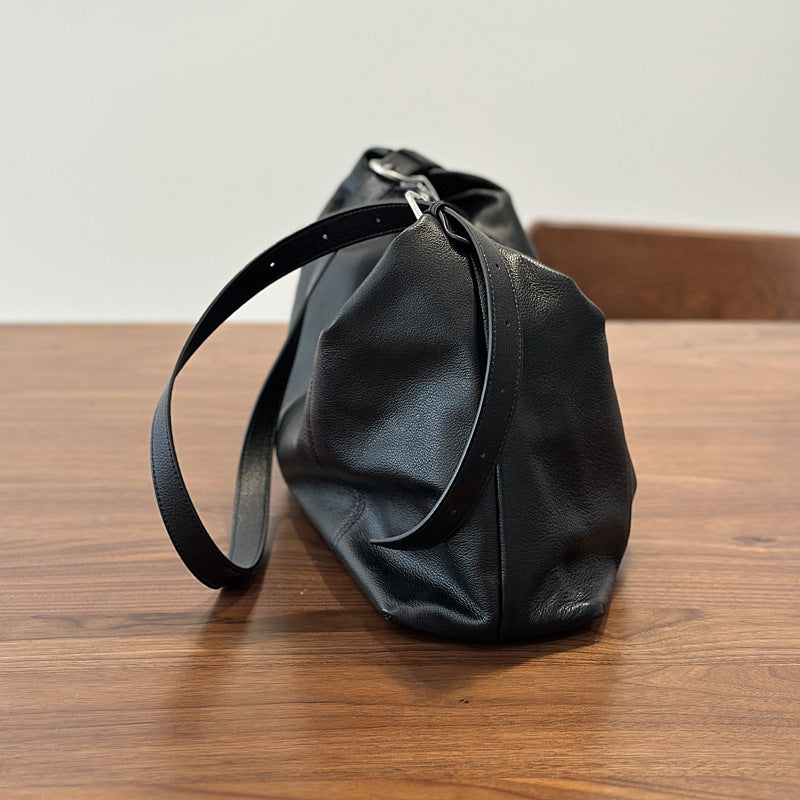 Genuine Top Layer Cowhide Tote Bag for Women, New Spring Large Capacity Casual Shoulder Crossbody Purse, Premium Niche Designer Handbag for Ladies
