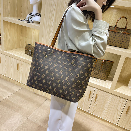 Genuine Leather Light Luxury Large Capacity Tote Bag for Women, Trendy Premium Shoulder Crossbody Top Handle Purse, Niche Designer Everyday Handbag for Ladies