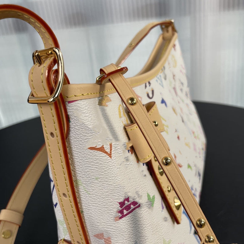 Genuine Leather Tricolor Tote Bag for Women Horizontal White Shoulder Crossbody Purse, Large Capacity Fashion Handbag with Versatile Design