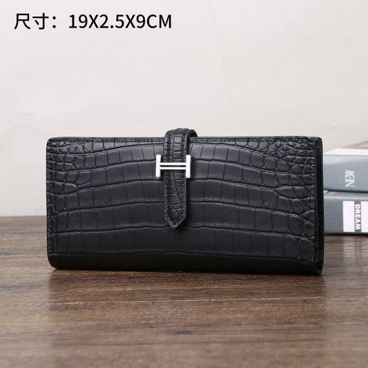 New Arrival Matte Croc-Effect Suit Clutch Wallet for Men & Women, A Multi-Functional Card Holder with Snap Closure & Multiple Card Slots, Perfect Business Accessory