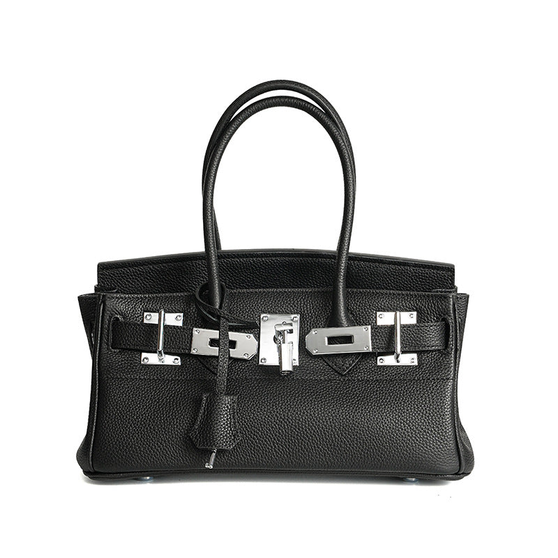 【Pebbled Top-Layer Leather】Premium Birkin-Inspired Tote Bag for Women, High-Quality Genuine Leather Large Capacity Commuter Top-Handle Handbag