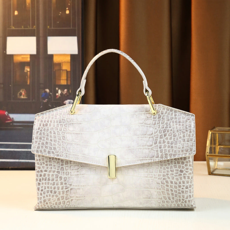 New Arrival Croc-Effect Light Luxury Handbag for Women, A Premium Top-Handle Shoulder Crossbody Bag with Fashionable Sophisticated Design, Versatile Everyday Purse