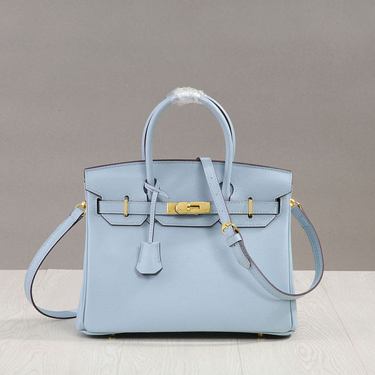 Genuine Top Layer Cowhide Birkin-Kelly Style Tote Bag for Women, New Arrival Large Capacity Commute Top Handle Handbag, Premium Leather Purse for Ladies