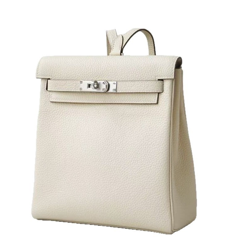 Genuine Top Layer TC Cowhide Kelly-Style Backpack for Women, Premium Versatile Casual Commute Small Daypack, Trendy Leather Rucksack for Ladies