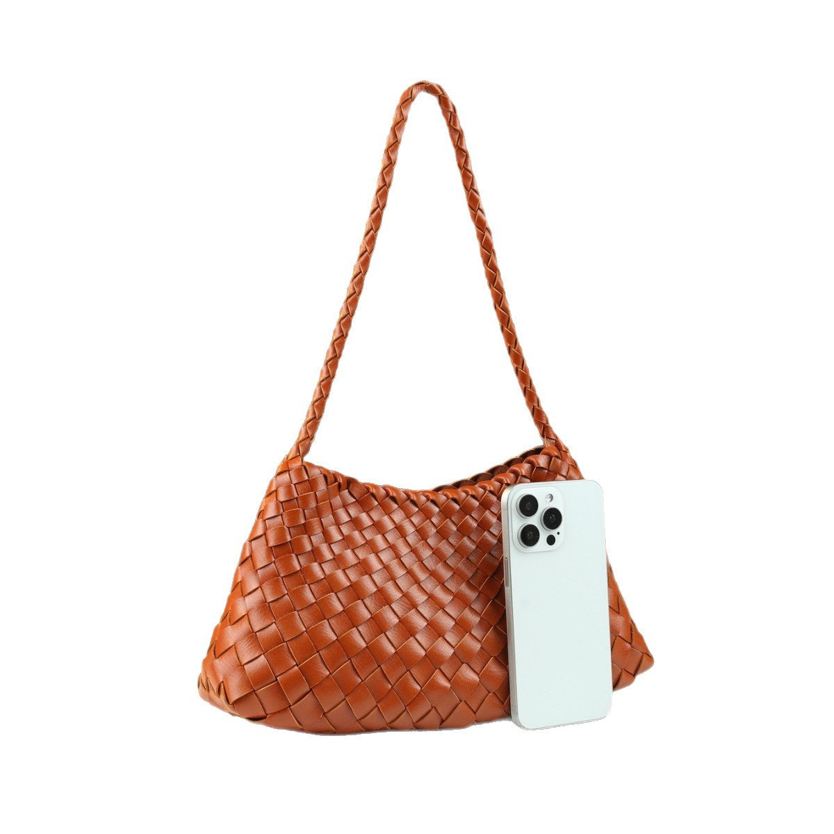 Handwoven Shoulder Bag for Women Minimalist Casual Crossbody Purse, Artisan Crafted Underarm Handbag with Natural Woven Texture