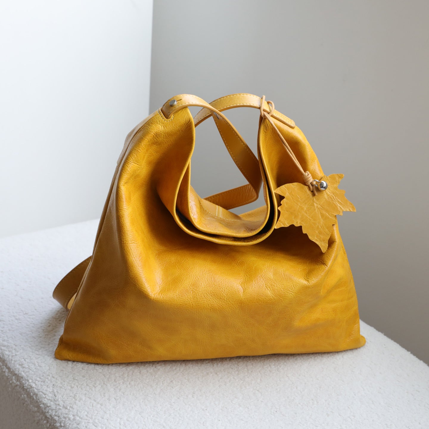 Top Layer Leather Slouchy Underarm Tote Bag for Women Relaxed Shoulder Crossbody Handbag, Versatile Minimalist Purse with Premium Soft Texture