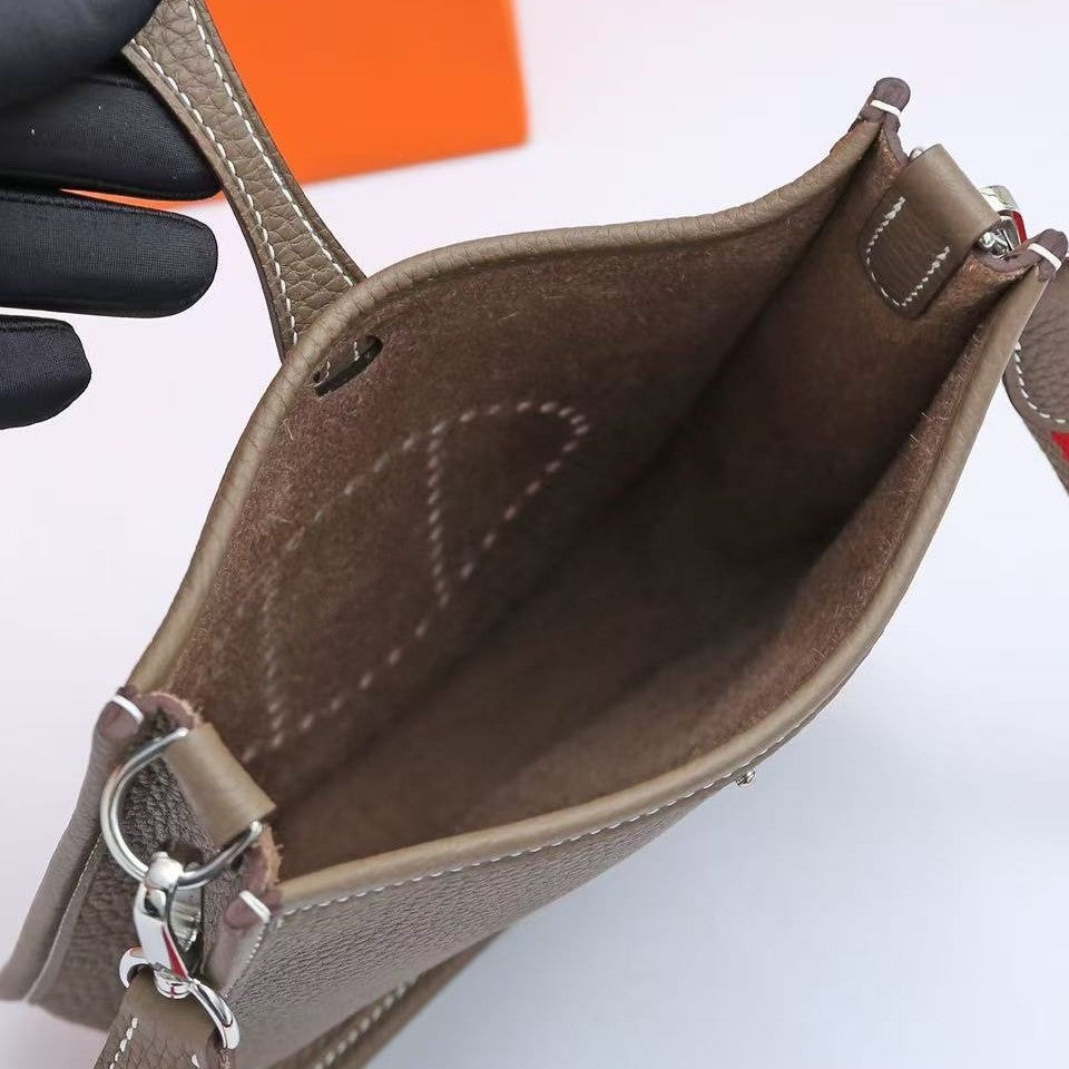 Genuine Top-Grain Leather Crossbody Bag for Women, Togo Cowhide Saffiano-Embossed Shoulder Purse with Hollow-Out Detail, Compact Lightweight Summer Handbag for Daily Use