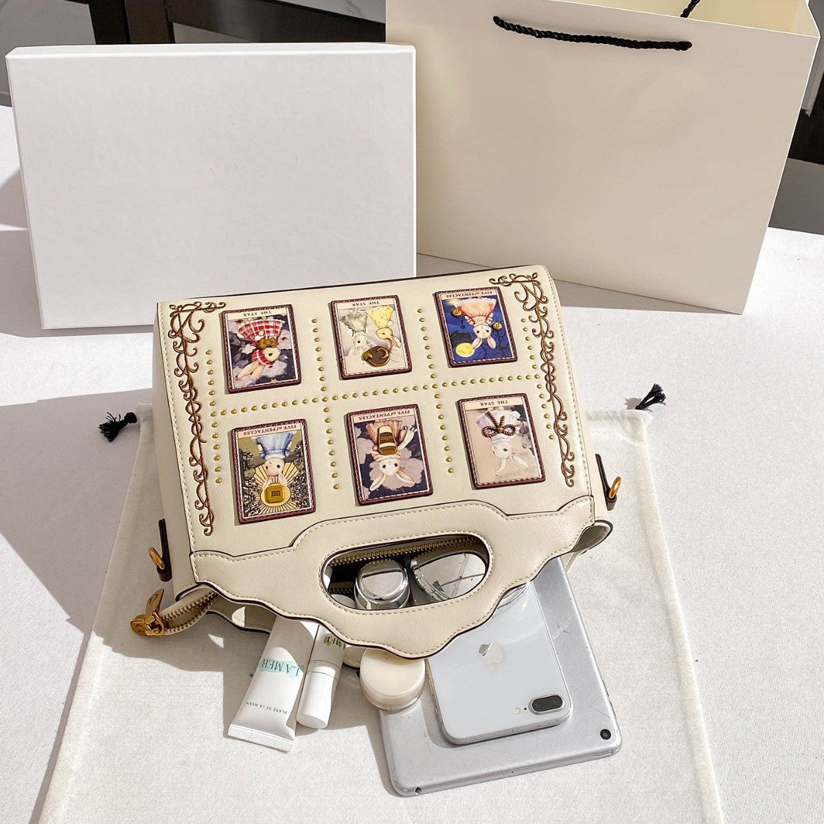Chic Embroidered Birkin-Inspired Tote Bag for Women, Light Luxury Large Capacity Top-Handle Handbag with Premium Sophisticated Design, Perfect 2026 Everyday Purse