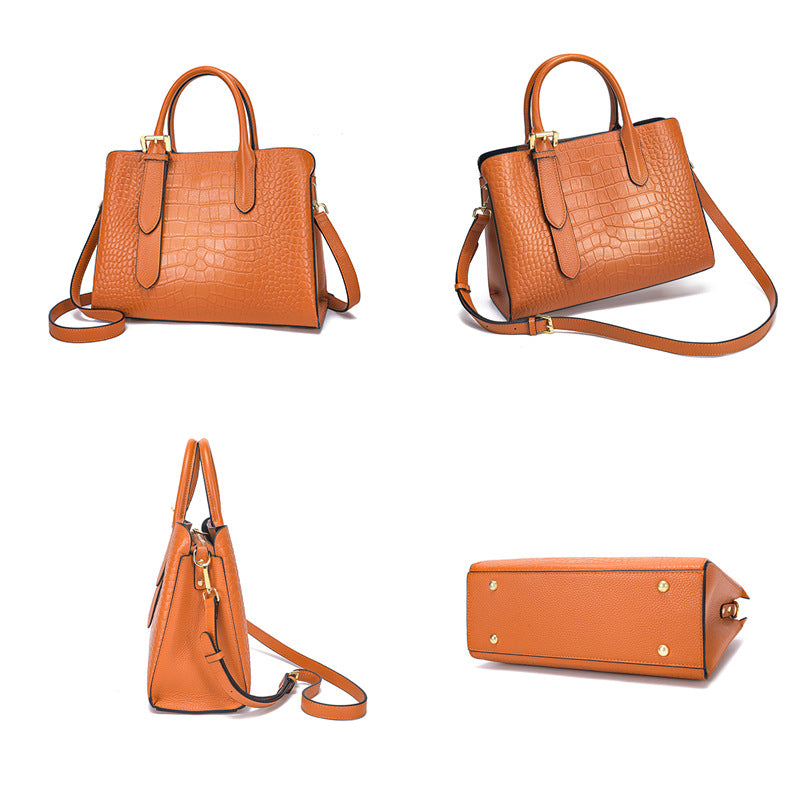 New Arrival Croc-Effect Genuine Leather Tote Bag for Women, A Large Capacity Lady-Inspired Top-Handle Handbag with Fashionable Premium Design, Perfect Everyday Purse