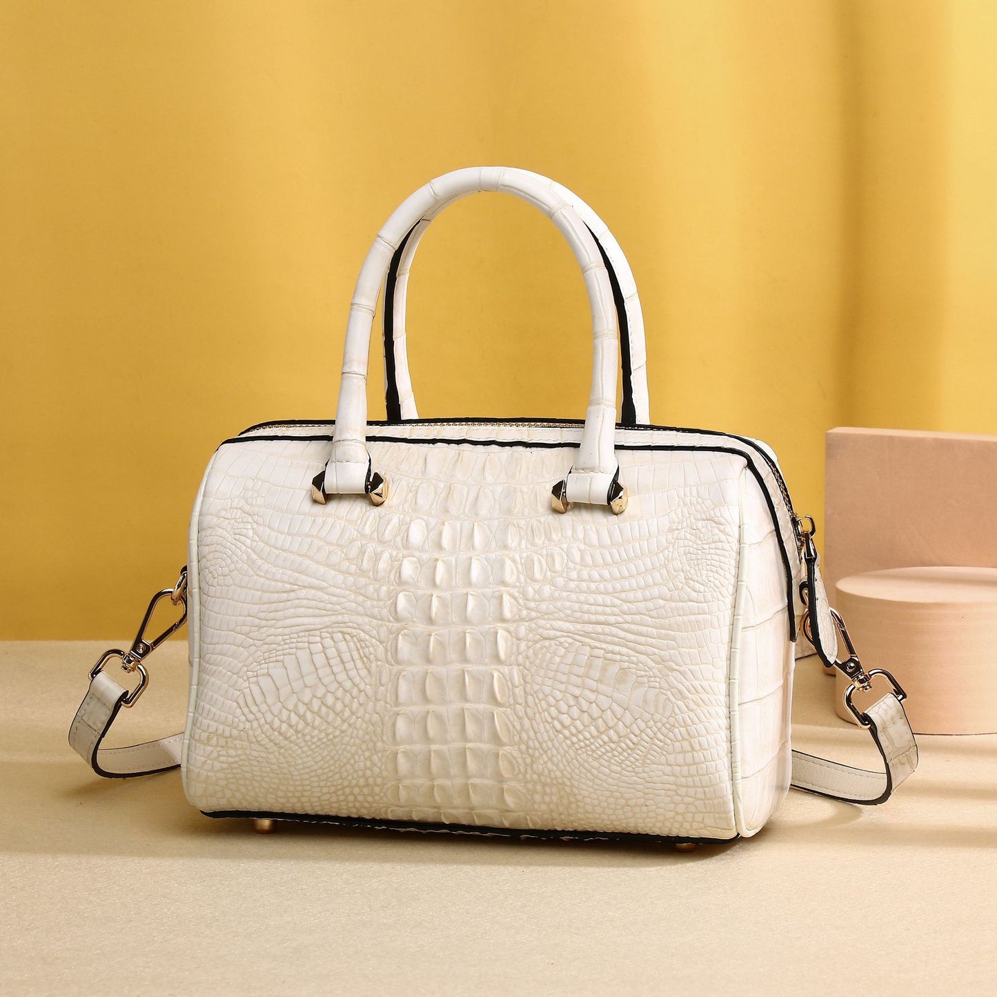 New Arrival Croc-Effect Classic Pillow Bag for Women, A Premium Top-Handle Crossbody Shoulder Handbag with Casual Fashionable Design