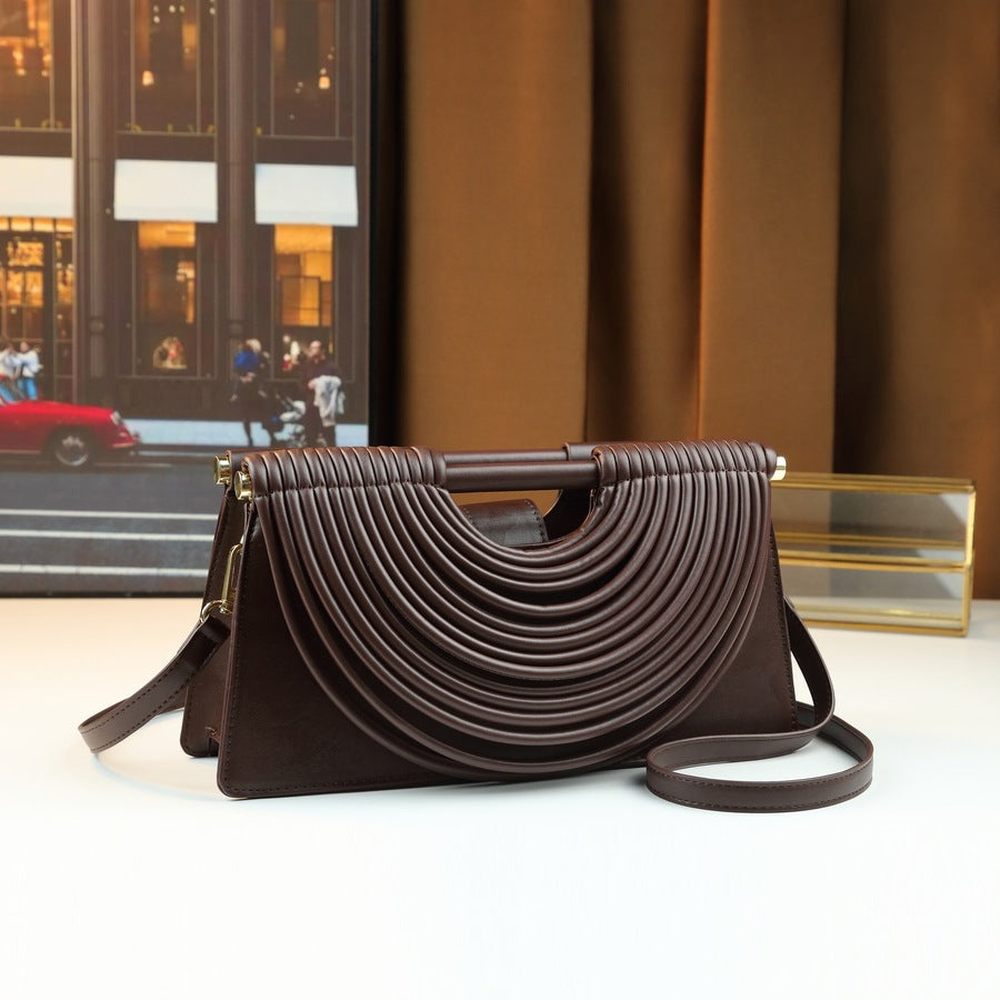 Woven Line Clutch Bag for Women Niche Designer Handbag with Premium Texture, Artistic Woven Detail and Minimalist Silhouette
