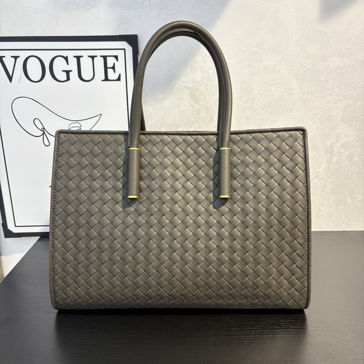 New Large Genuine Leather Woven Tote, Vintage Handbag, Fashion Shoulder & Crossbody Bag for Women