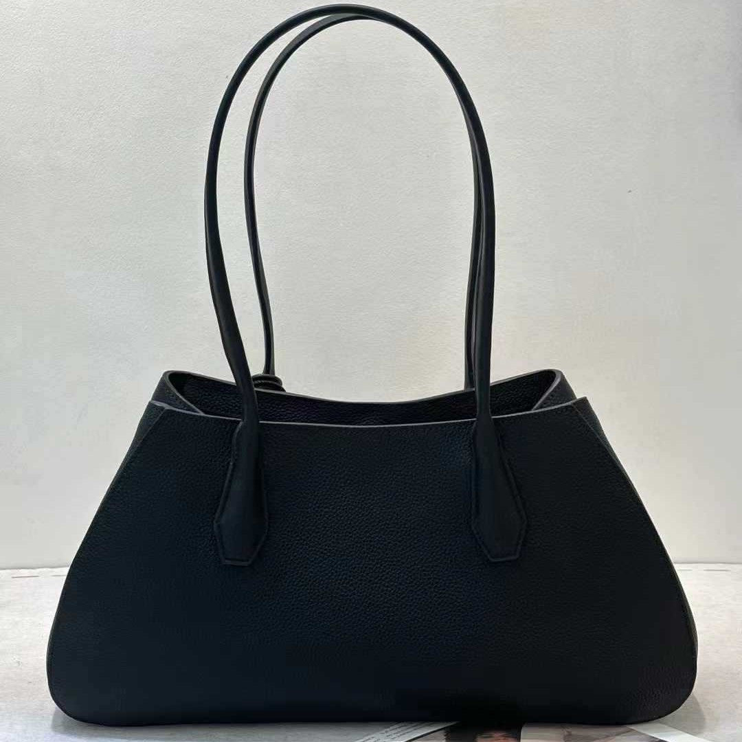 Genuine Top Layer Cowhide 26cm Hobo Bag for Women, The Row Style Slouchy Ultra-Light Tote Shoulder Purse, Versatile Everyday Handbag for Ladies