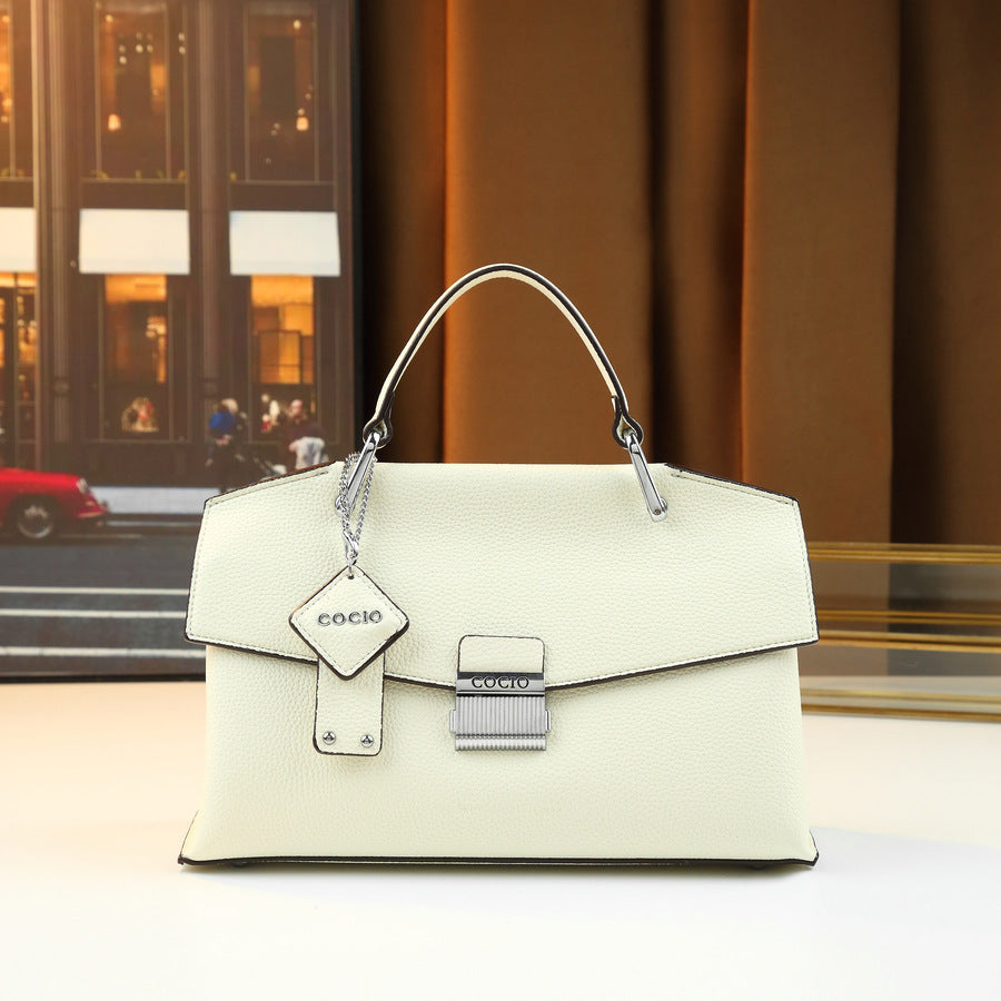 Himalayan White Messenger Bag for Women Premium Textured Shoulder Crossbody Handbag, Elegant Versatile Purse with Clean Sophisticated Design