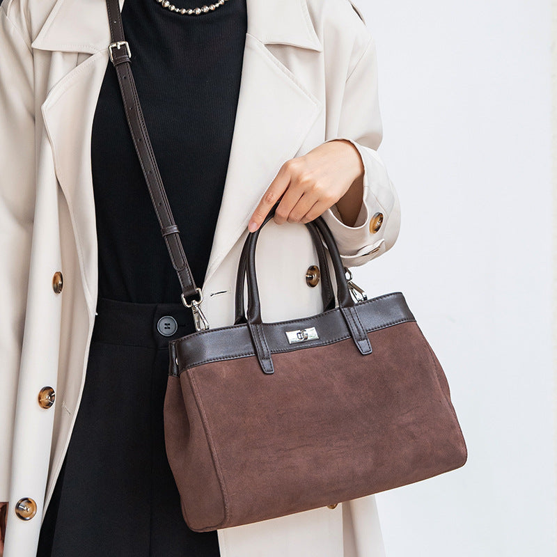 Frosted Cowhide Tote Bag for Women Large Capacity Shoulder Handbag, Elegant Stylish Purse with Soft Matte Leather Finish