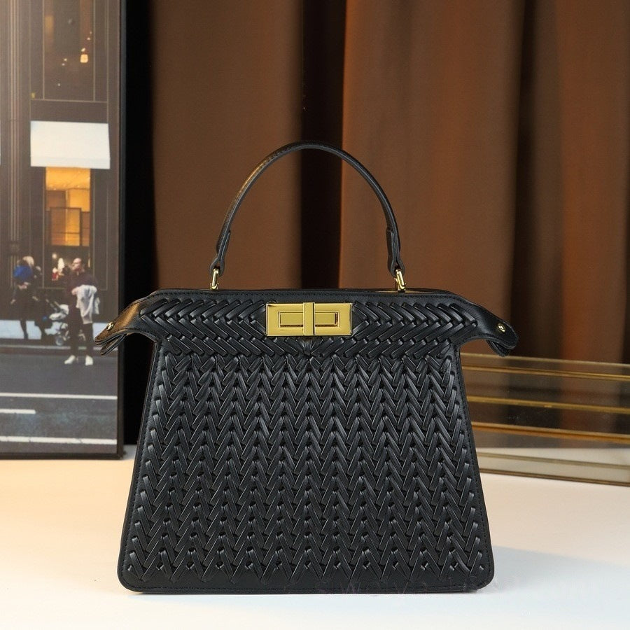 Woven Kelly Tote Bag for Women Large Capacity Commuter Shoulder Crossbody Handbag, Versatile Casual Purse with Artisan Woven Texture