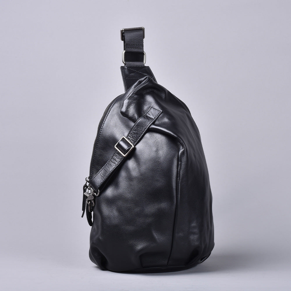 Premium Handcrafted Top-Layer Cowhide Leather Chest Bag for Men | Vintage Style Cross-Body Shoulder Pack with Large Spacious Interior | High-End Casual Sling Bag for Daily Commute, Travel & Outdoor Adventures | Durable & Stylish Genuine Leather Acces