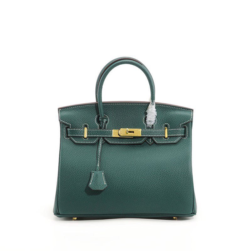 Genuine Top Layer Pebbled Cowhide Birkin-Style Bag for Women, Large Capacity Commute Top Handle Shoulder Crossbody Purse, Premium Leather Handbag for Ladies