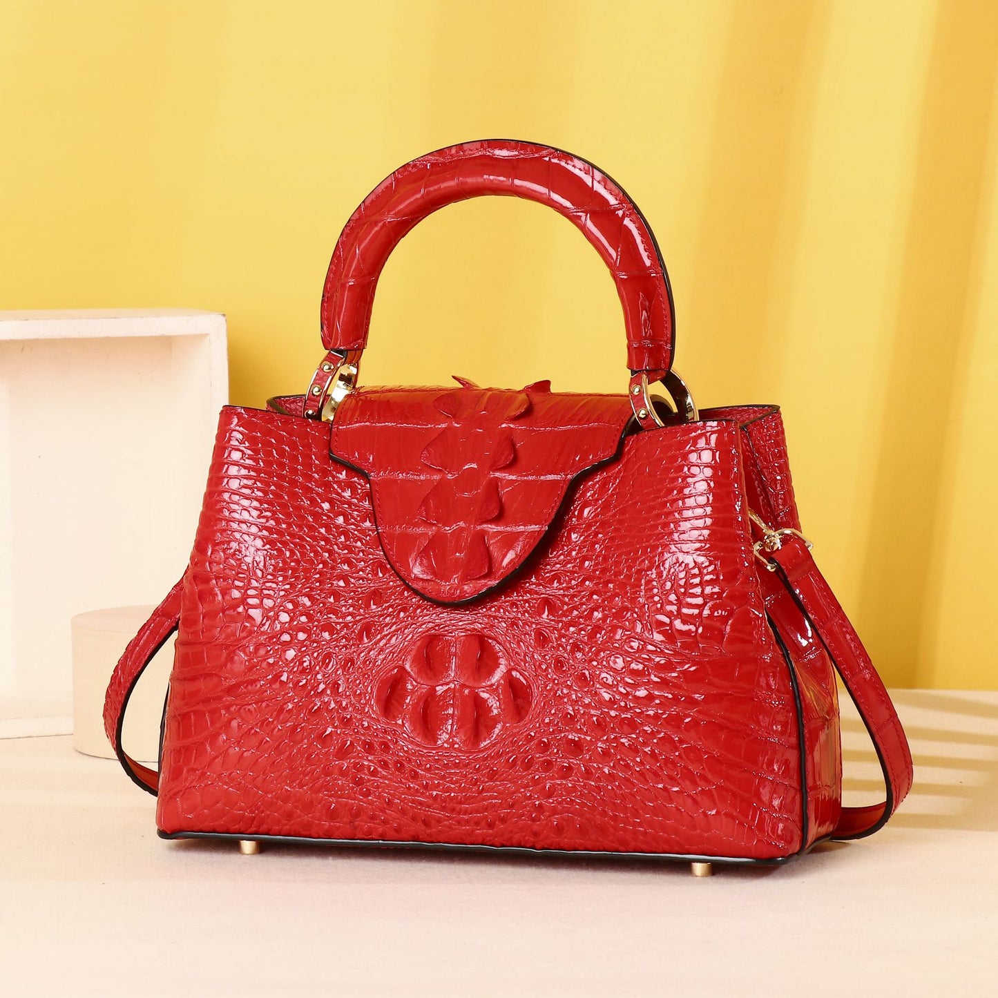 New Arrival Croc-Effect Handbag for Women, A Trendy Versatile Shoulder Crossbody Top-Handle Bag Perfect for Outdoor Casual & Everyday Use
