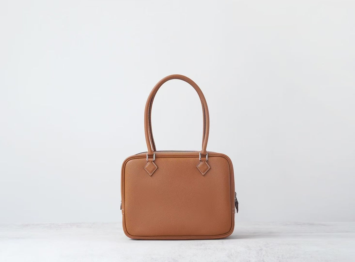 Women's Genuine Leather Feather Bag 20cm, Hermès-Inspired Top-Layer Cowhide Handbag with Palm-Skin Texture, 2nd Generation Style Top-Handle & Cross-Body Purse, Trendy Shoulder Satchel for Everyday Use