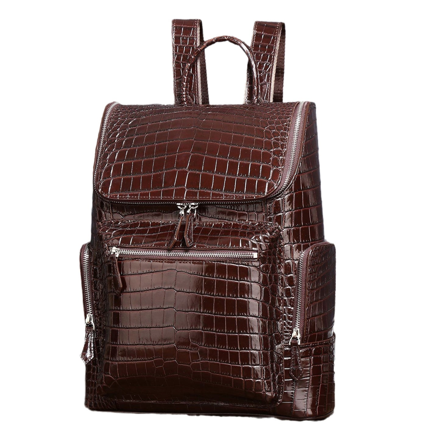 New Arrival Classic Croc-Effect Backpack for Men & Women, A Large Capacity Outdoor Travel Daypack with High-End Casual Design, Perfect for School & Adventure