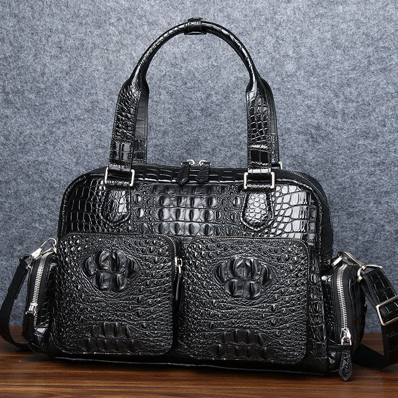 New Arrival Croc-Effect Travel Duffel Bag for Men, A High-End Large Capacity Top-Handle Crossbody Luggage Perfect for Business Trips & Travel