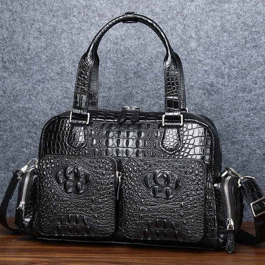 New Arrival Croc-Effect Travel Duffel Bag for Men, A High-End Large Capacity Top-Handle Crossbody Luggage Perfect for Business Trips & Travel
