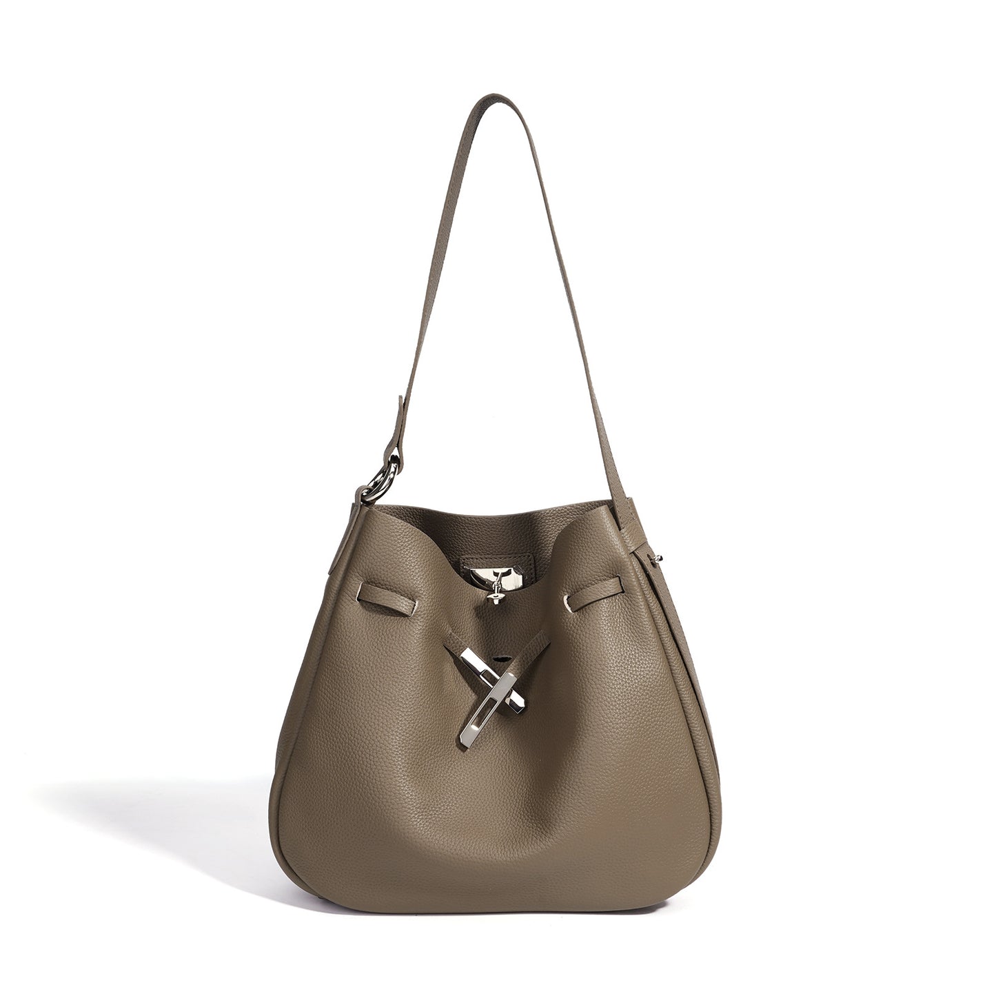 New Summer Ins Style Casual Bucket Bag in Top Layer Cowhide, Large Capacity Shoulder Crossbody Purse, Niche Design Handbag for Women