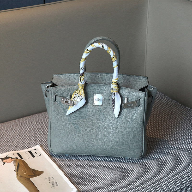 New Arrival Pebbled Genuine Leather Birkin-Inspired Tote Bag for Women, Gold-Tone Hardware with Spacious Large Capacity, Versatile Top-Handle Shoulder Handbag for Everyday Chic
