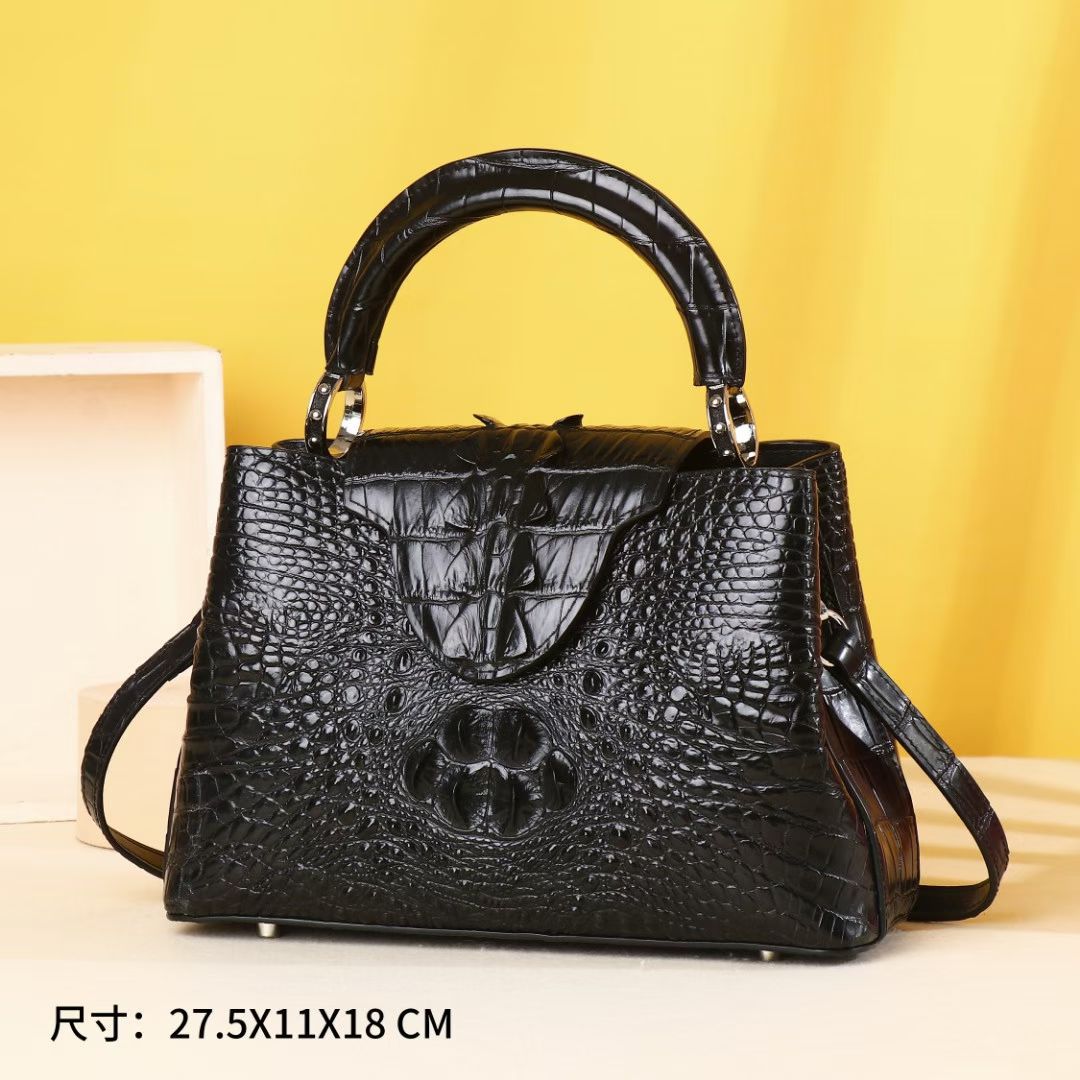 New Arrival Croc-Effect Genuine Leather Handbag for Women, A Large Capacity Top-Handle Shoulder Crossbody Bag with Multi-Compartment Design, Perfect for Business & Everyday