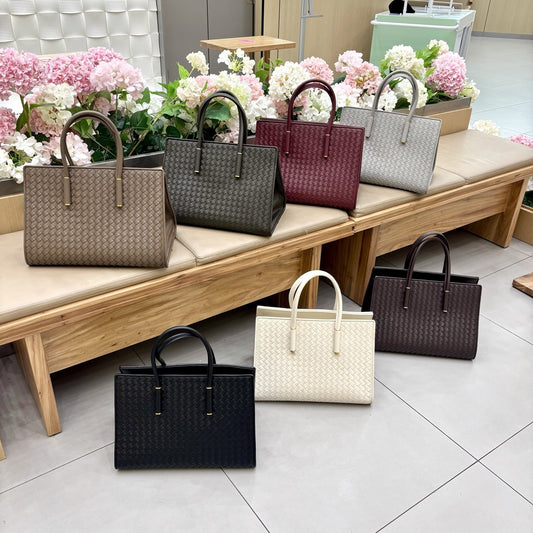 New Large Genuine Leather Woven Tote, Vintage Handbag, Fashion Shoulder & Crossbody Bag for Women
