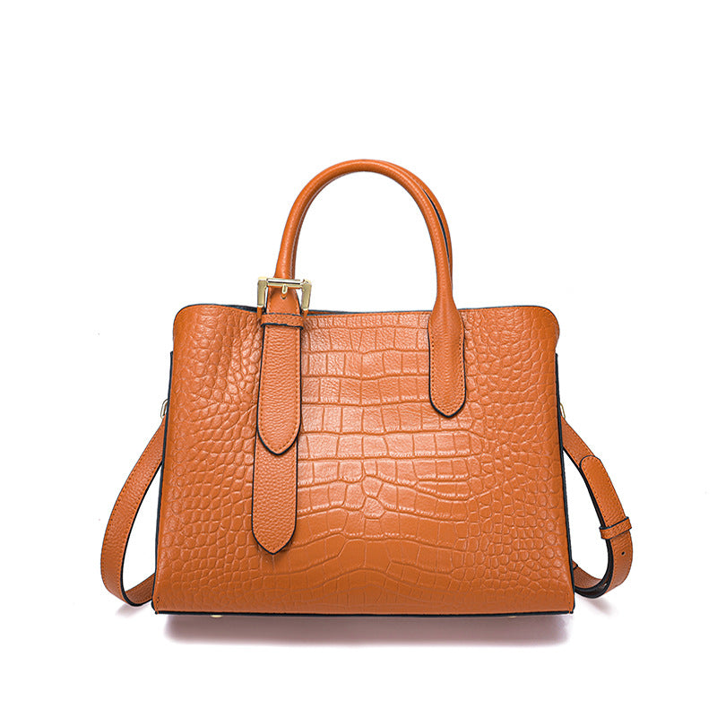New Arrival Croc-Effect Genuine Leather Tote Bag for Women, A Large Capacity Lady-Inspired Top-Handle Handbag with Fashionable Premium Design, Perfect Everyday Purse
