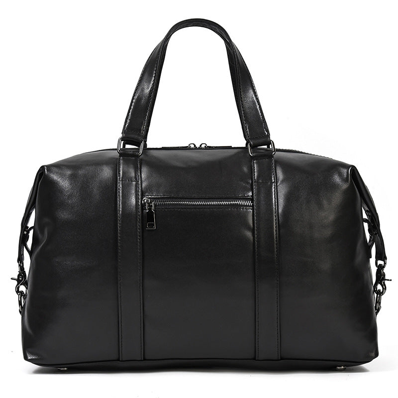 Genuine Leather Business Travel Duffle, Large Capacity Gym Crossbody Bag, Short Trip Top Handle Luggage for Men