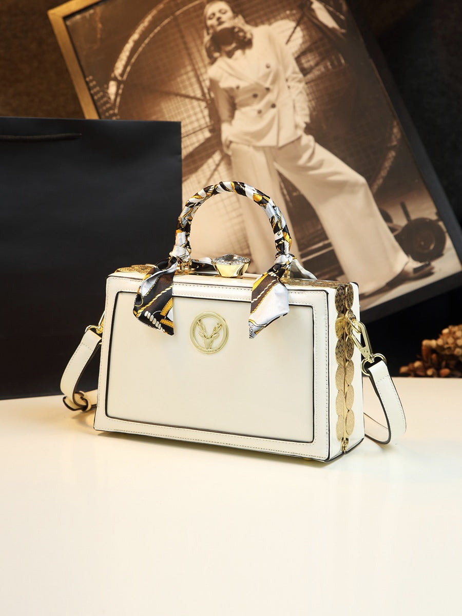 Genuine Leather Niche Mini Square Bag for Women Shoulder Crossbody Handbag, Premium Fashion Purse with Designer-Inspired Style