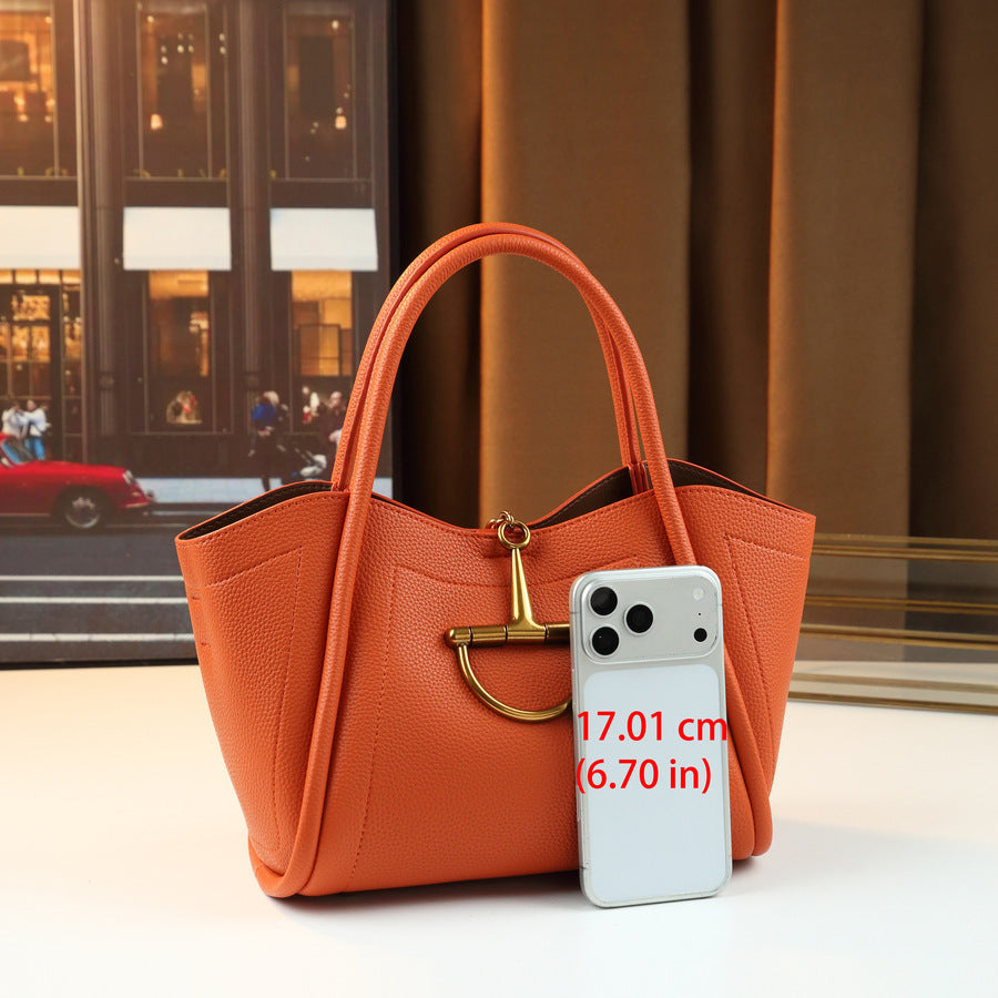 Pebble Grain Commuter Tote Bag for Women Large Capacity Shoulder Crossbody Handbag, Minimalist Metal Buckle Design with Versatile Everyday Style