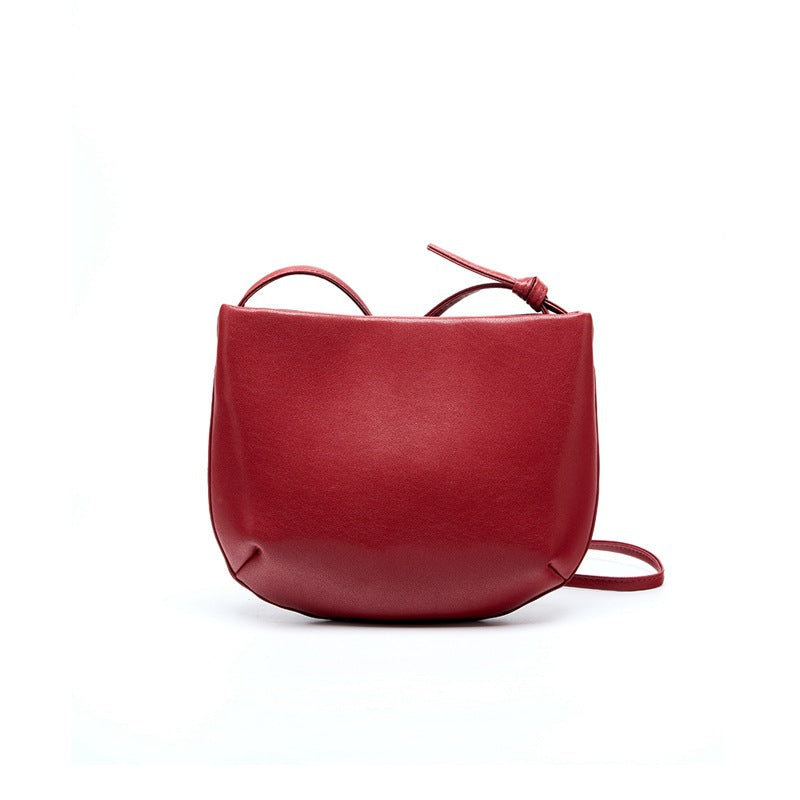 New Red Premium Minimalist Commute Bag, Versatile Shoulder Crossbody Top Handle Purse, Genuine Leather Summer Handbag for Women