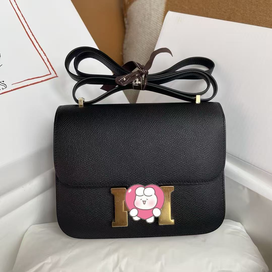 Genuine Top Layer Cowhide Epsom Palm Texture Constance-Style 19cm Bag for Women, 2025 Hermès-Inspired Crossbody Shoulder Top Handle Small Square Purse, Trendy Handbag for Ladies