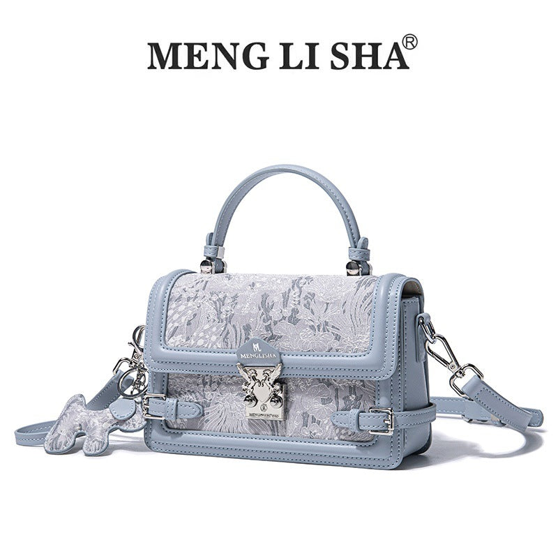 Niche Vintage Embroidered Small Square Bag, Premium Commute Shoulder Crossbody Top Handle Purse, Trendy Versatile Handbag for Women