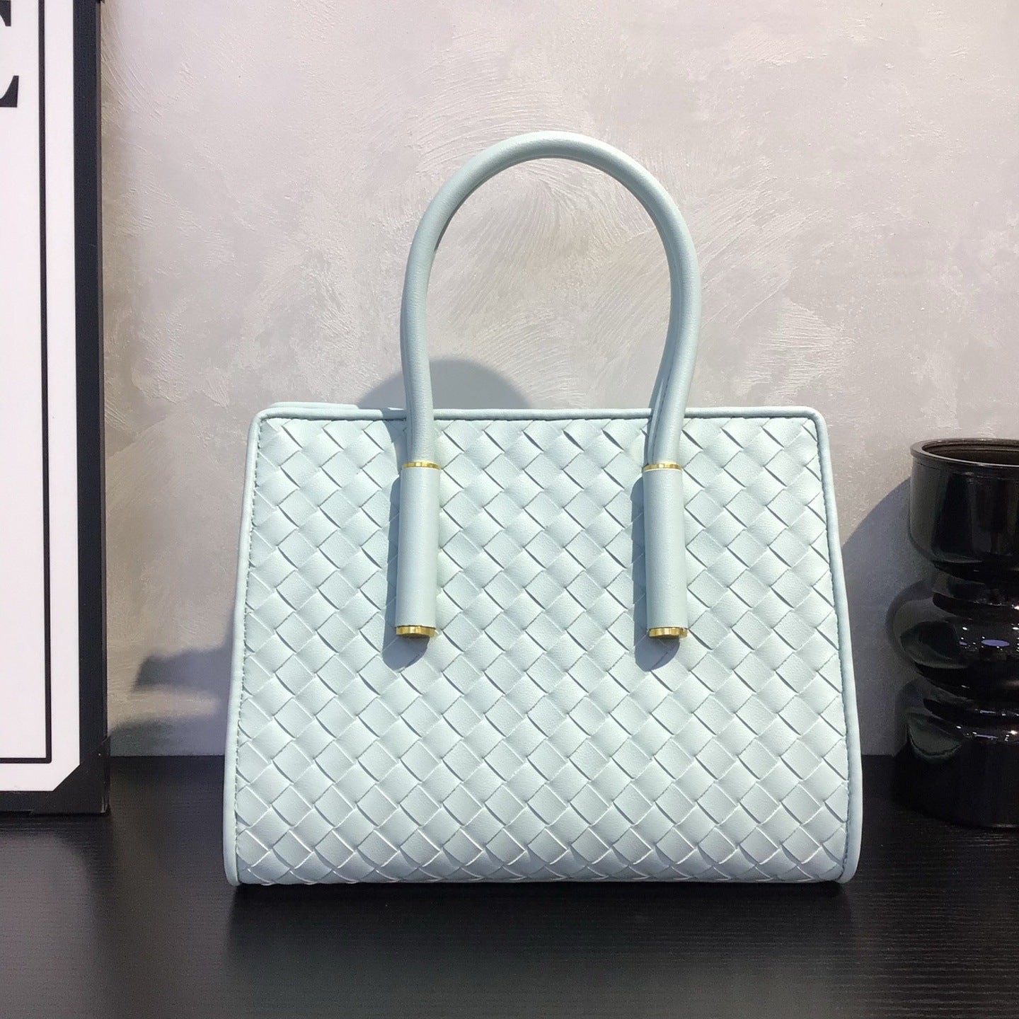 New Large Genuine Leather Woven Tote, Vintage Handbag, Fashion Shoulder & Crossbody Bag for Women