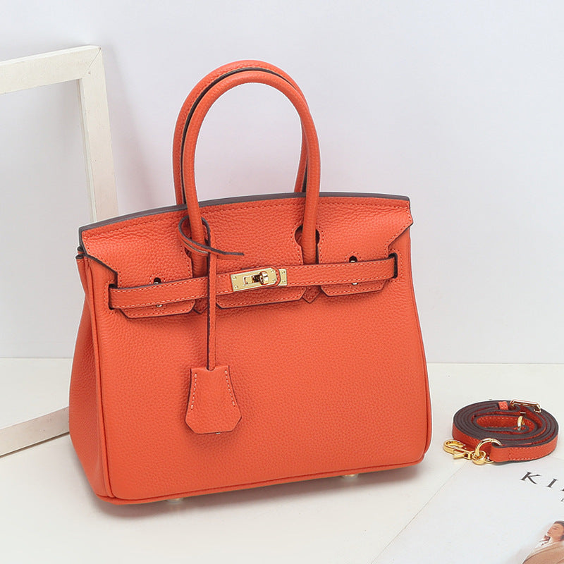 Genuine Togo Grain Cowhide Birkin-Style Bag for Women, Premium Shoulder Top Handle Handbag, Fashionable Kelly-Style Purse for Ladies