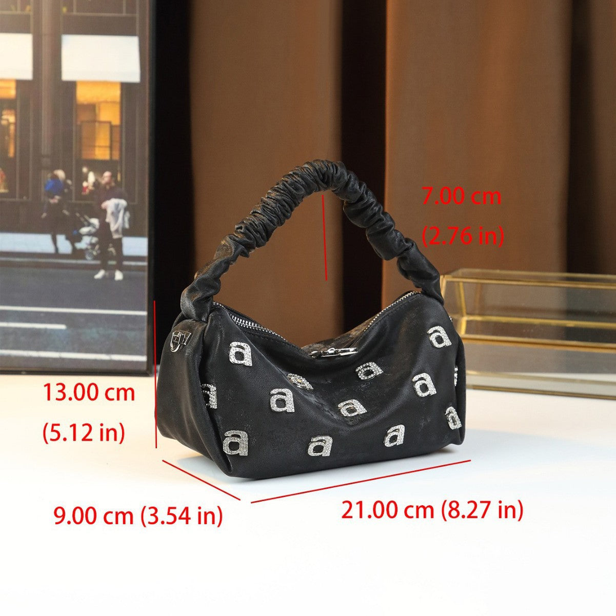 New Arrival Rhinestone Letter Pleated Bag for Women, A Casual Versatile Shoulder Underarm Handbag with Trendy Design, Perfect for Evening & Daily Use