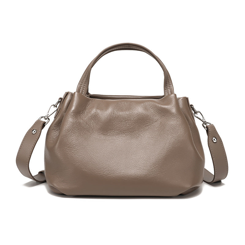 Pleated Cloud Tote Bag for Women Top Layer Cowhide Large Capacity Shoulder Crossbody Handbag, Soft Textured Purse with Versatile Practical Design