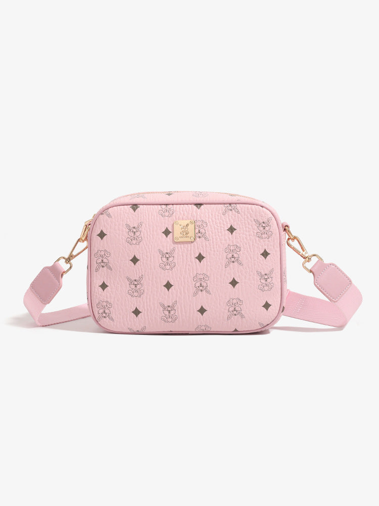 Genuine Leather Bear Print Crossbody Bag for Women, New Spring Summer Ins Style Casual Shoulder Purse, Versatile Fashionable Handbag for Ladies