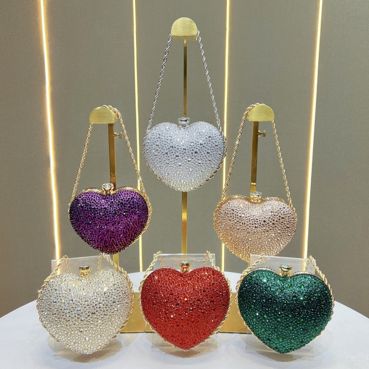 Dazzling Full Rhinestone Heart-Shaped Mini Bag for Women, A Small Top-Handle Lipstick Purse with Exquisite Chain Crossbody Strap, Perfect for Everyday Carry, Parties & Special Occasions