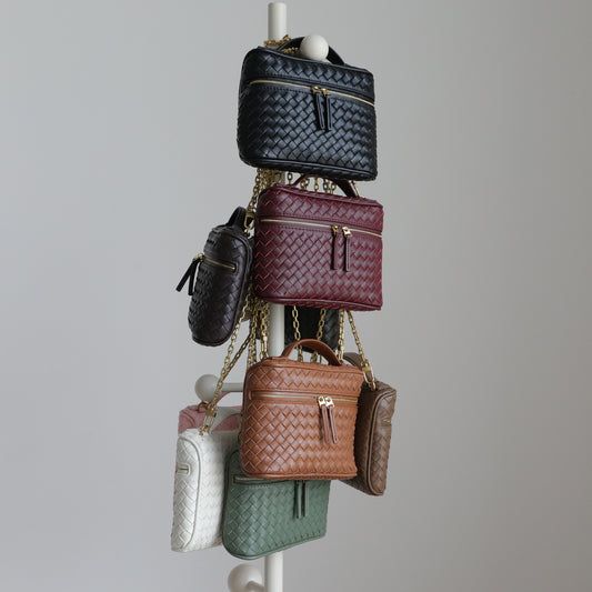 Handwoven Mini Box Phone Bag for Women Chain Shoulder Crossbody Handbag, Premium Genuine Leather Purse with Versatile Style